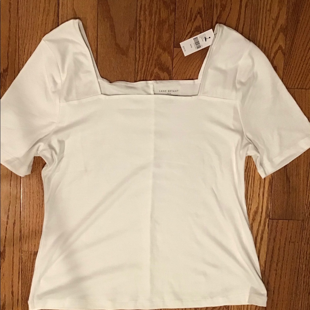 Lane Bryant shirt 58% cotton, 38% poly, 4% spandex